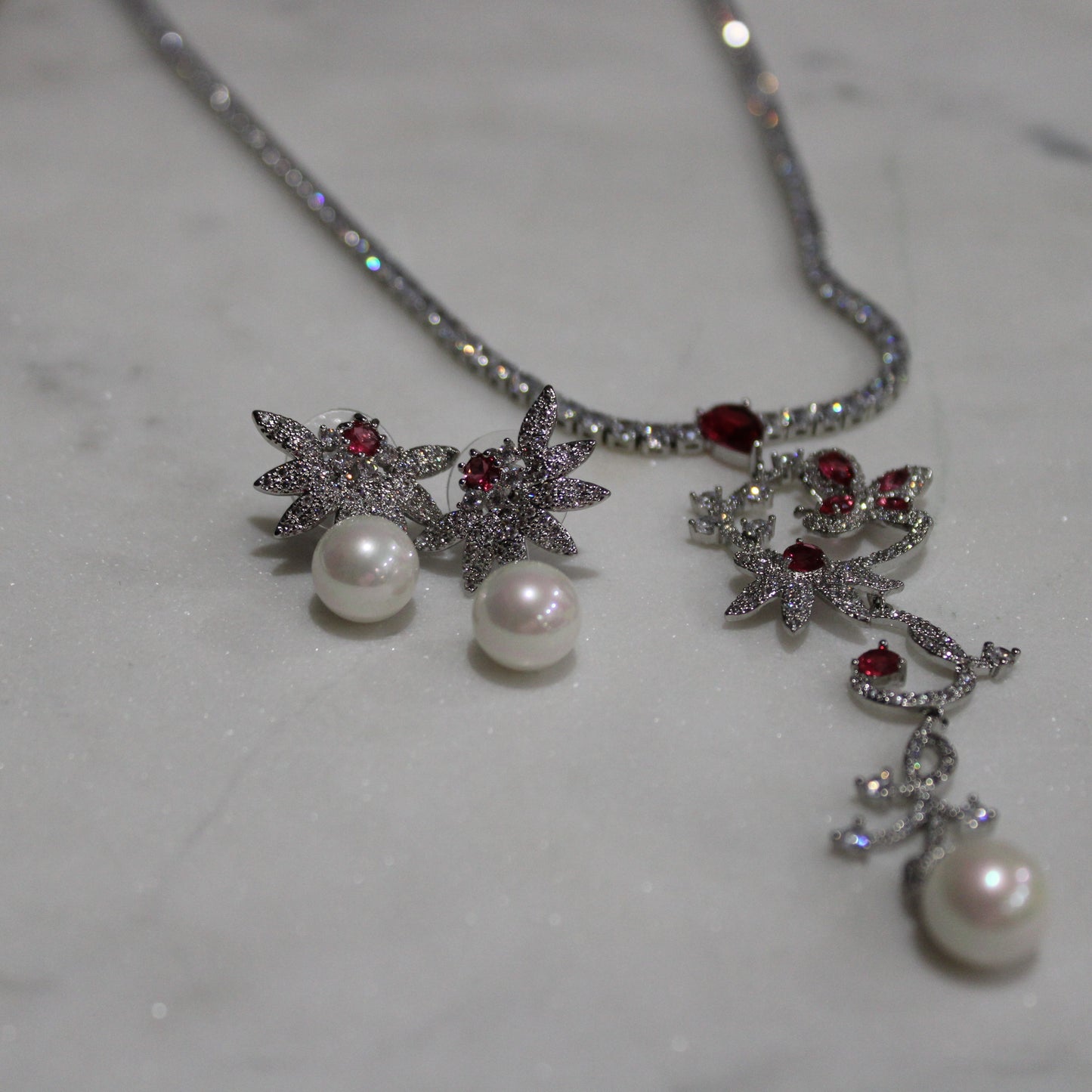 Rosemary: Light Ruby and Diamond Scroll Design Set