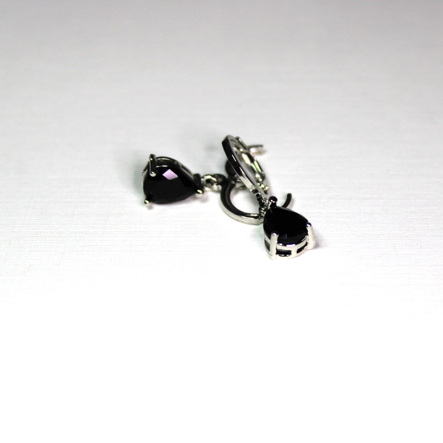Silver-plated lab-created Teardrop Shaped Gemstone Earrings