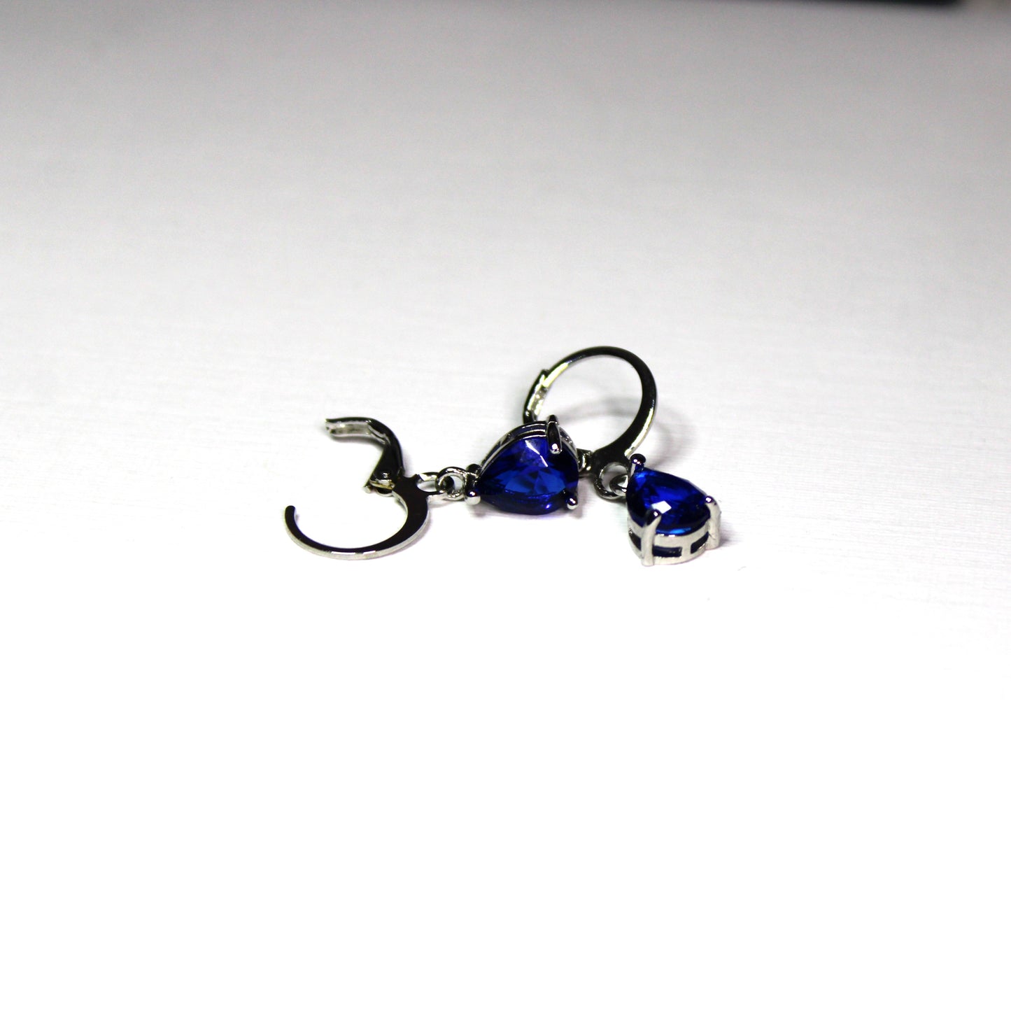 Silver-plated lab-created Teardrop Shaped Gemstone Earrings