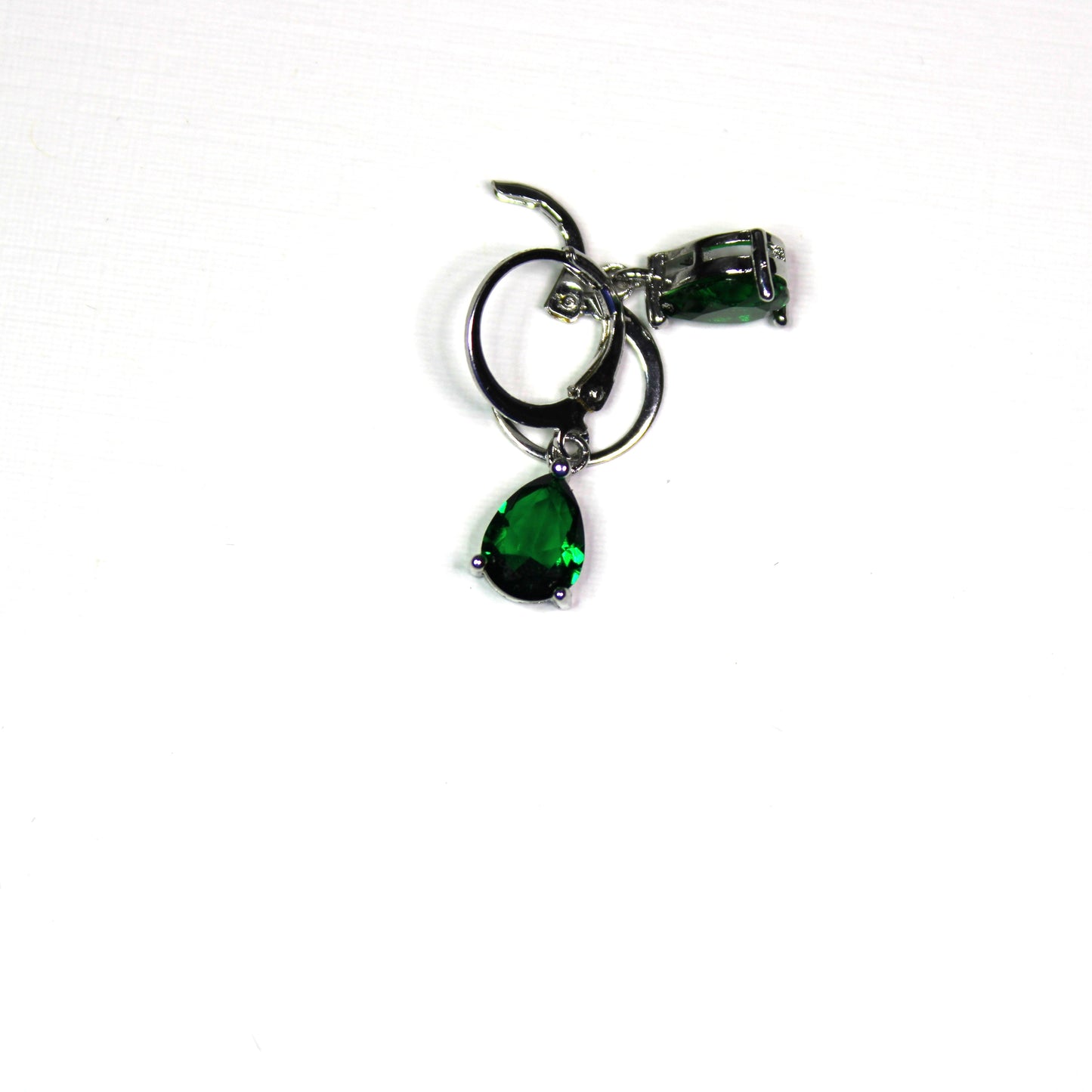Silver-plated lab-created Teardrop Shaped Gemstone Earrings