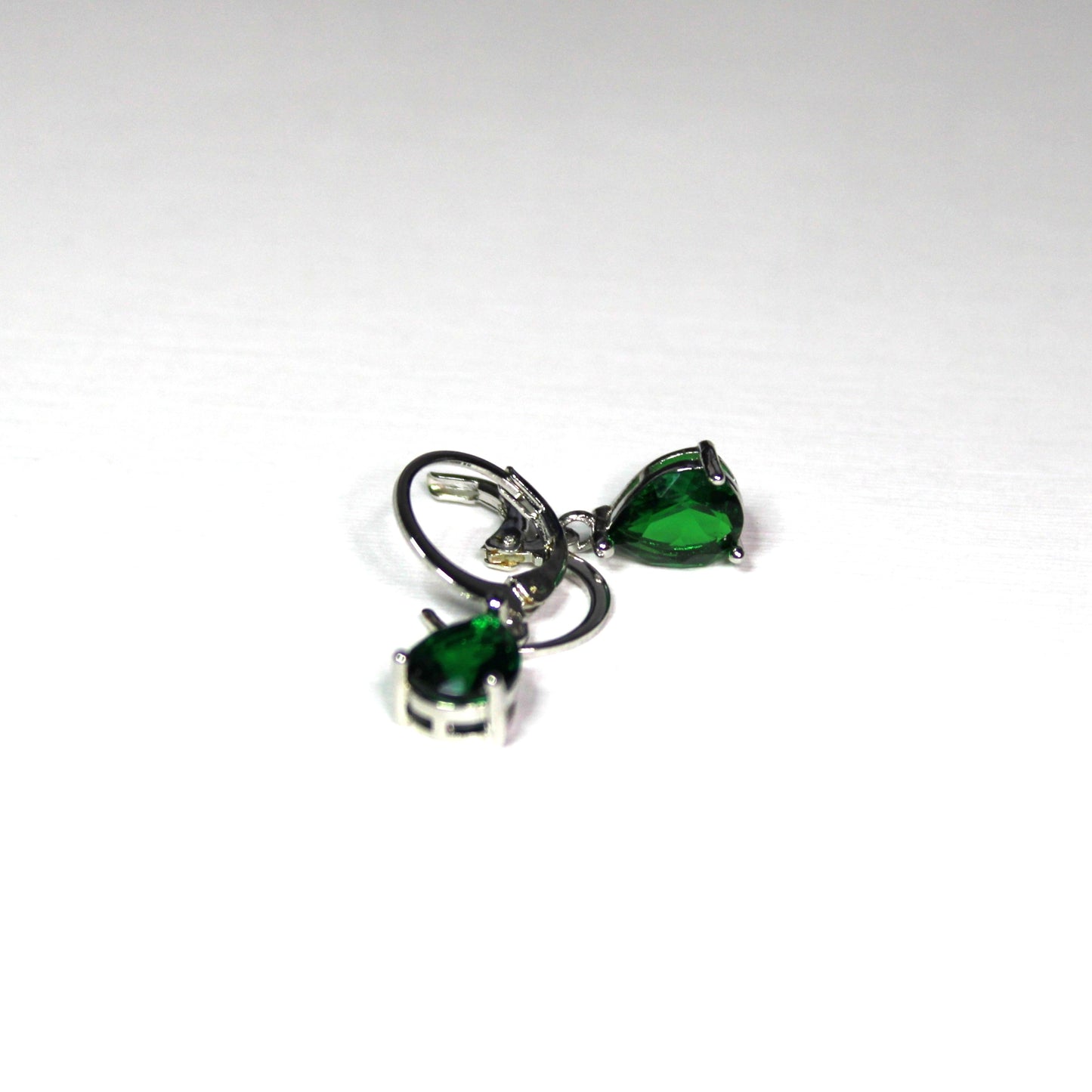 Silver-plated lab-created Teardrop Shaped Gemstone Earrings