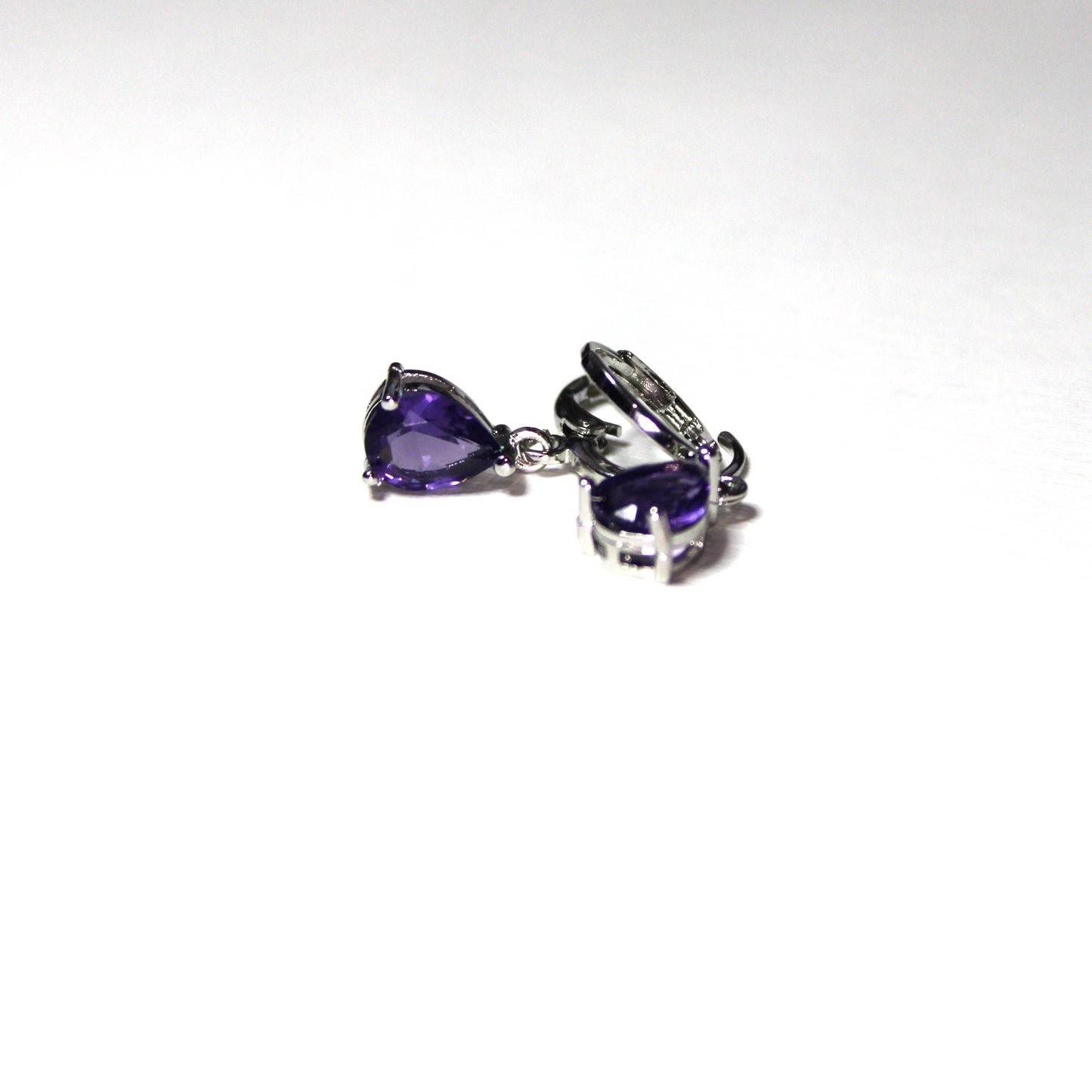 Silver-plated lab-created Teardrop Shaped Gemstone Earrings