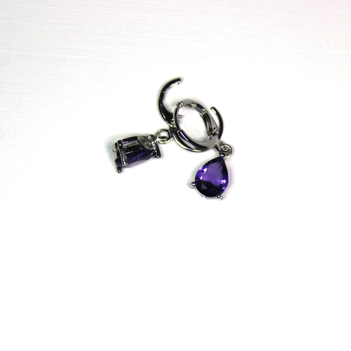 Silver-plated lab-created Teardrop Shaped Gemstone Earrings