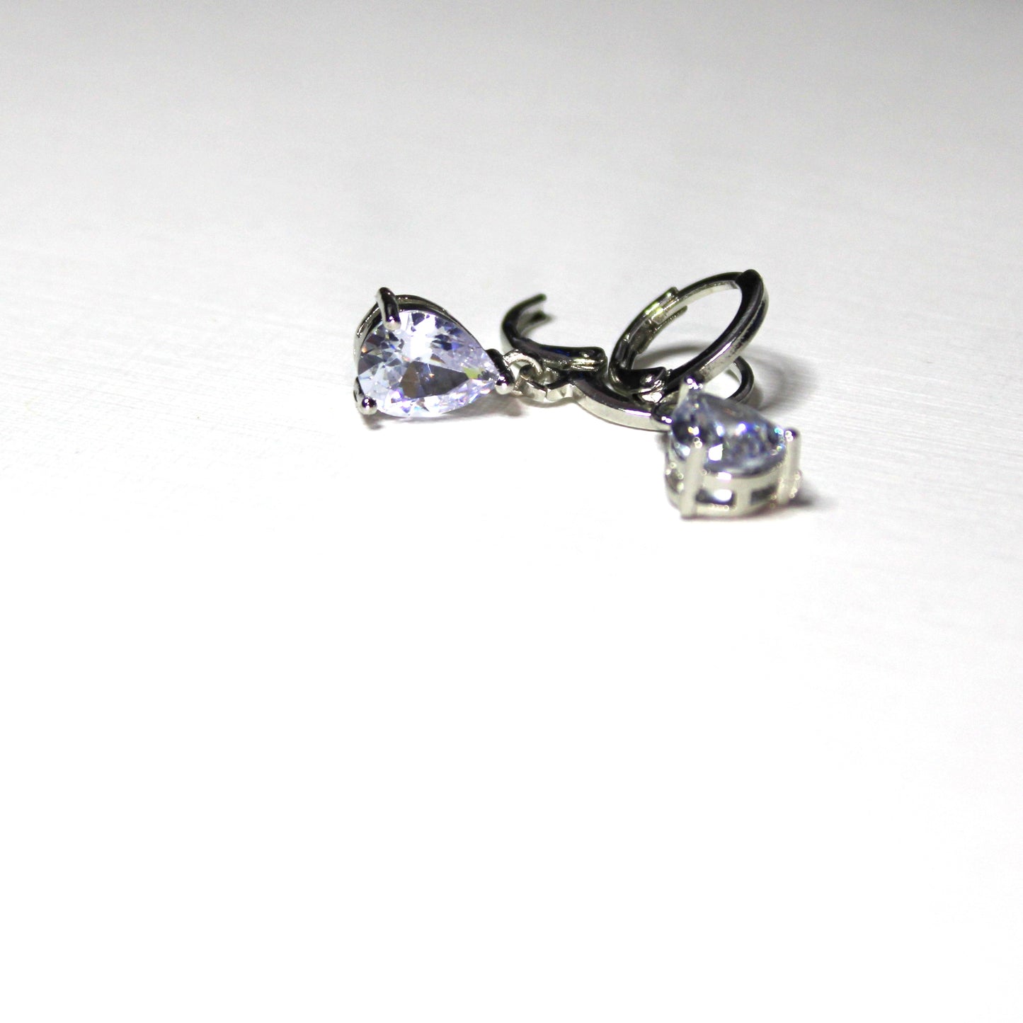 Silver-plated lab-created Teardrop Shaped Gemstone Earrings