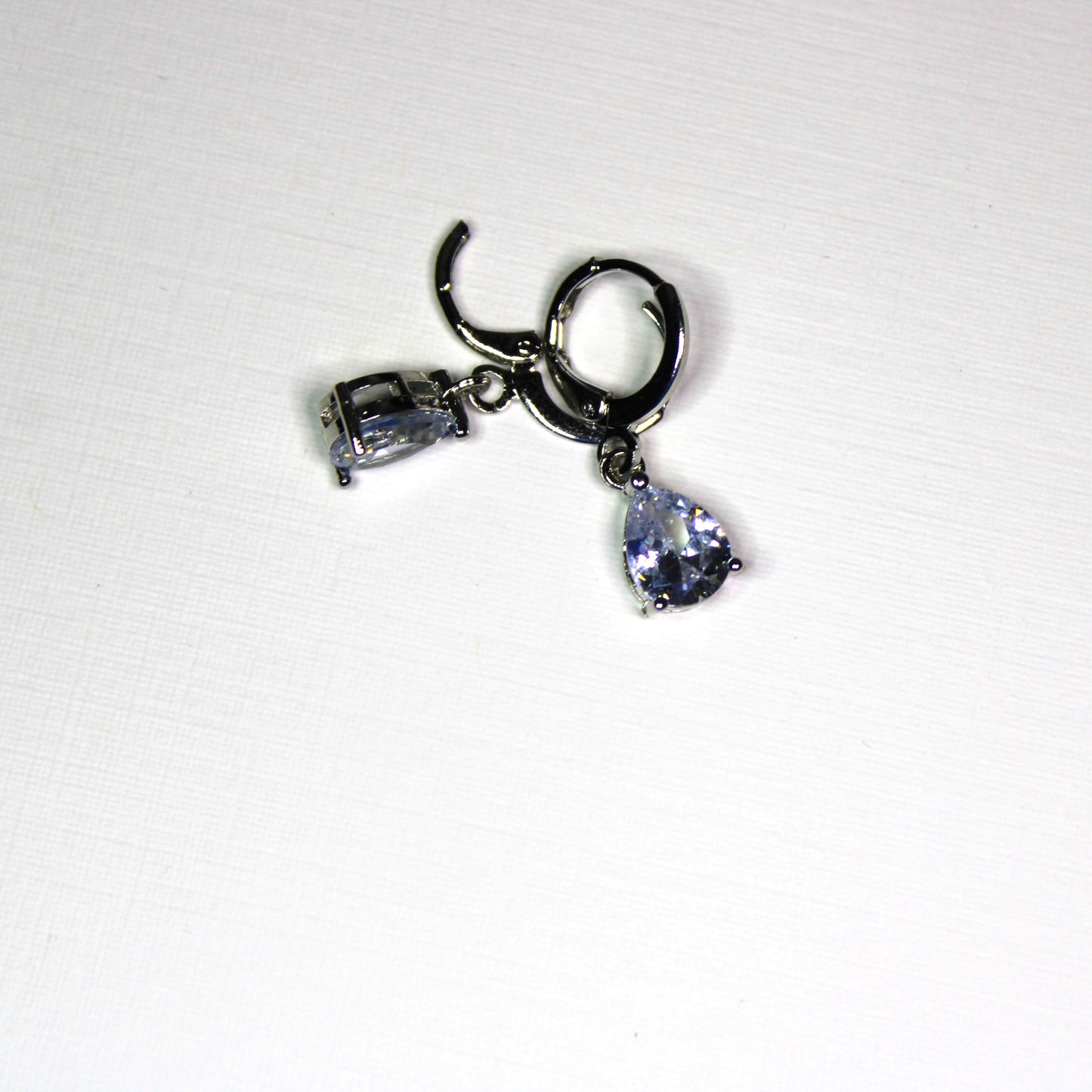 Silver-plated lab-created Teardrop Shaped Gemstone Earrings