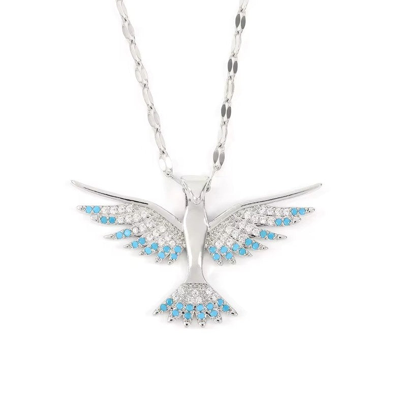 Phoenix - Rhinestone and Gold Plated Pendant Necklace