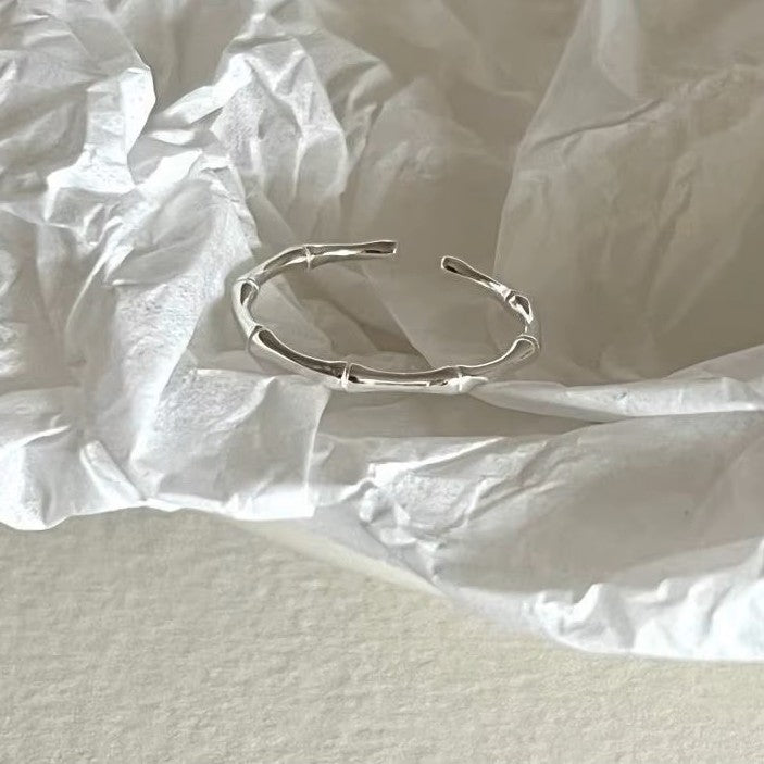 .925 Sterling Bamboo Link Ring in Yellow or White Gold Plating (stackable)