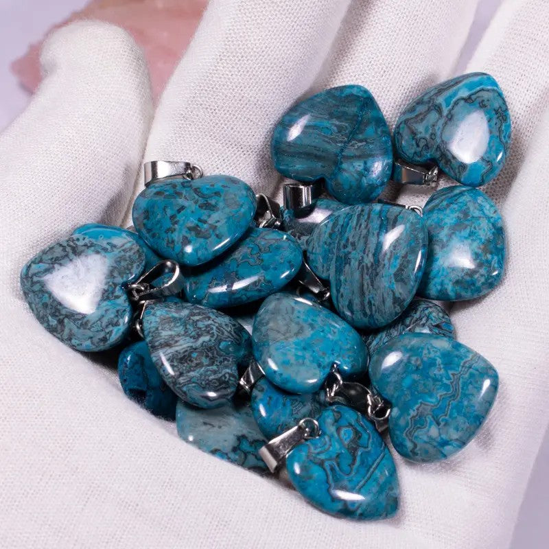 Heart Shaped Real Stone Charm Necklace
