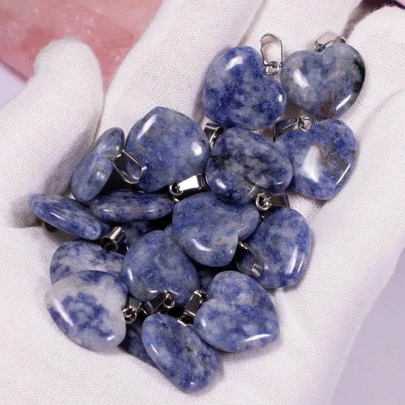 Heart Shaped Real Stone Charm Necklace