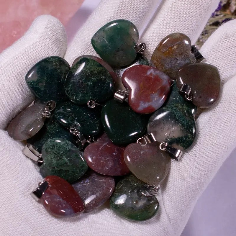 Heart Shaped Real Stone Charm Necklace
