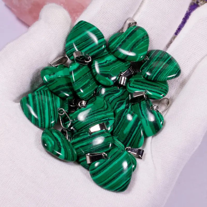 Heart Shaped Real Stone Charm Necklace