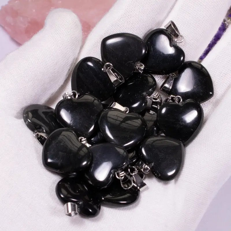 Heart Shaped Real Stone Charm Necklace