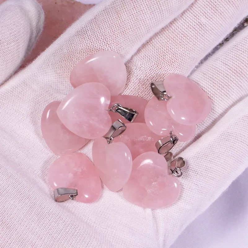 Heart Shaped Real Stone Charm Necklace