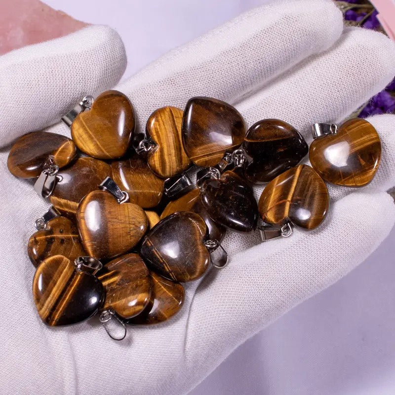 Heart Shaped Real Stone Charm Necklace