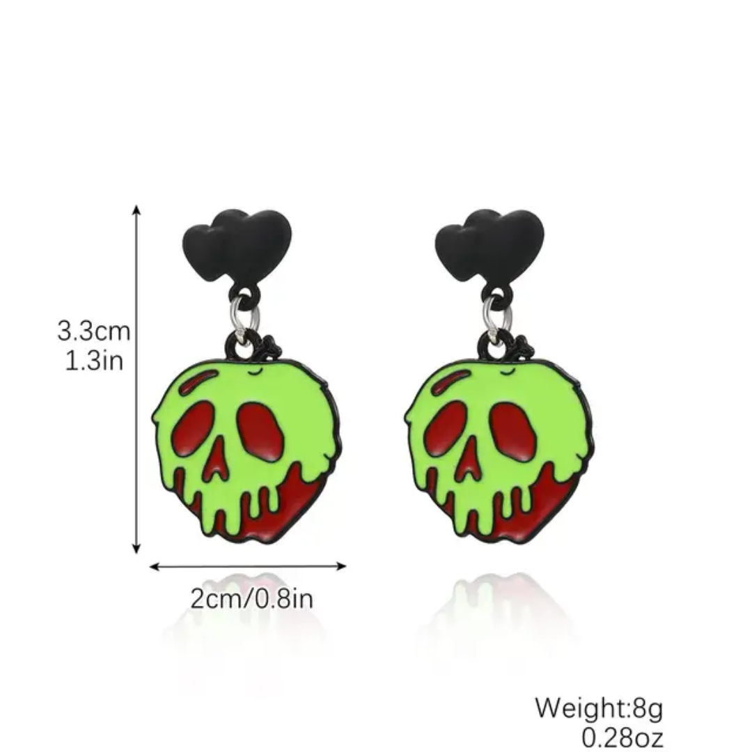 Halloween Green Face Apple Earrings