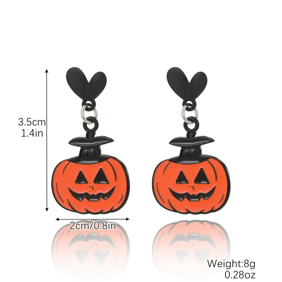 Halloween Jack-O-Lantern Earrings (Black)