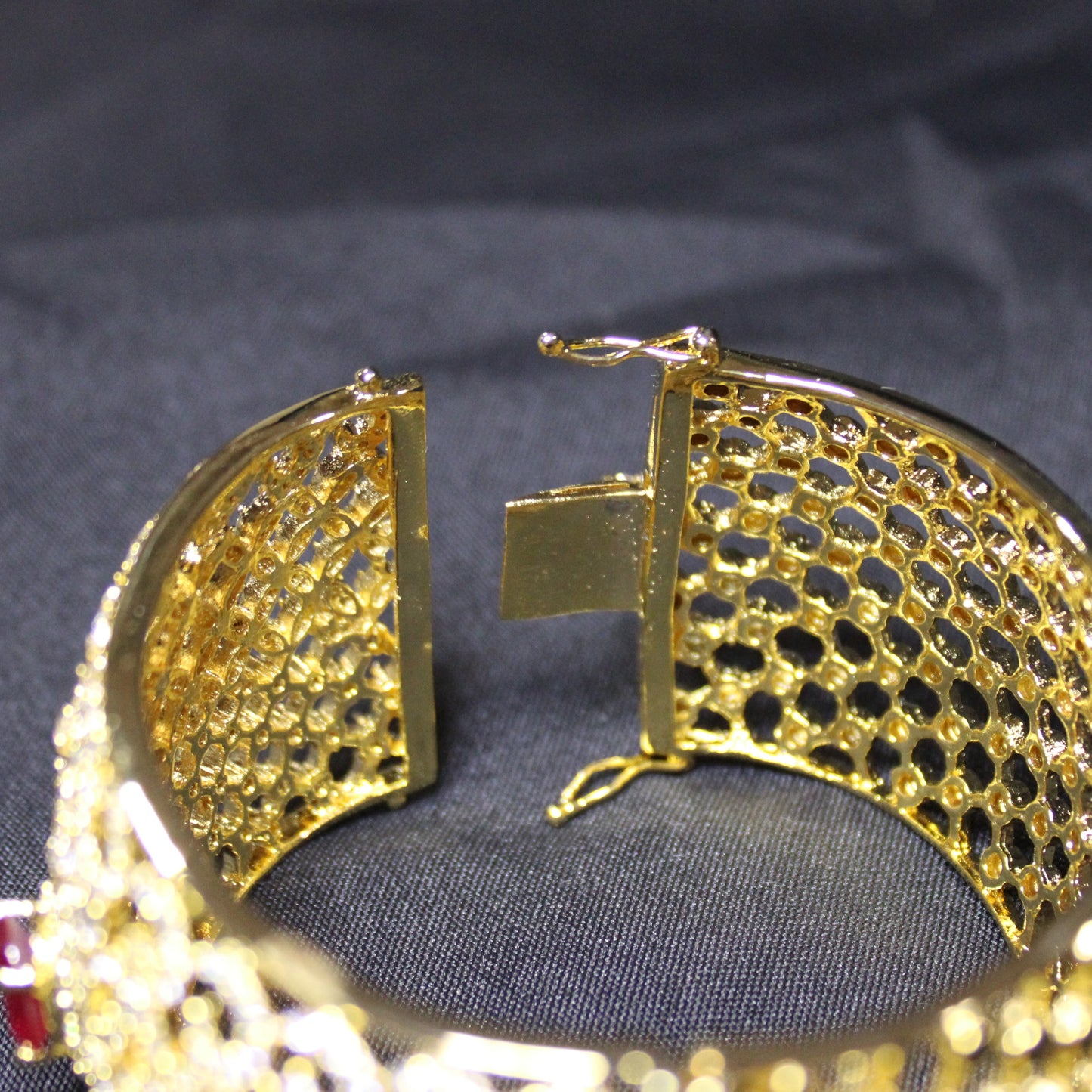 Tracy: Solitaire Ruby with Diamond Encrusted Bangle
