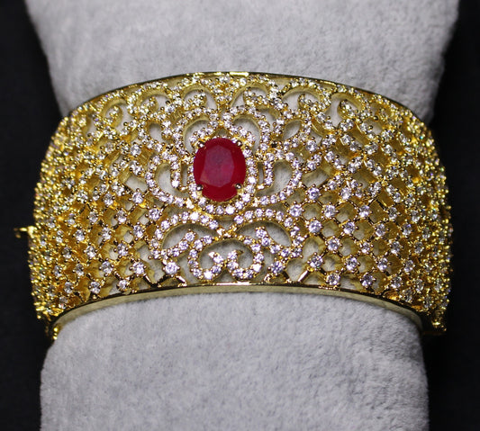Tracy: Solitaire Ruby with Diamond Encrusted Bangle