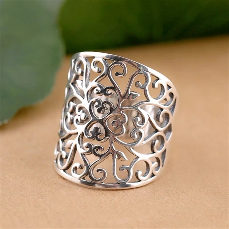 Filigree Style Statement Band Ring (Silver or Gold Plated)