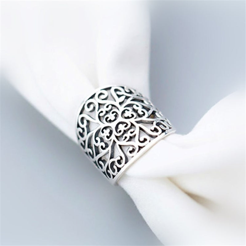 Filigree Style Statement Band Ring (Silver or Gold Plated)