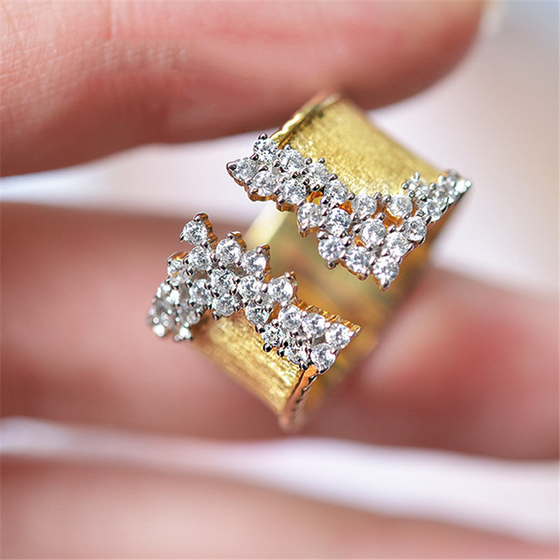 Gold-plated Open Band ring with Cubic Zirconia Accents (Rose, White or Yellow Gold Plated)