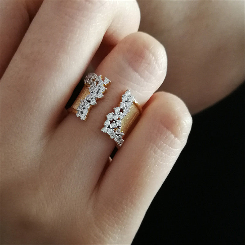 Gold-plated Open Band ring with Cubic Zirconia Accents (Rose, White or Yellow Gold Plated)
