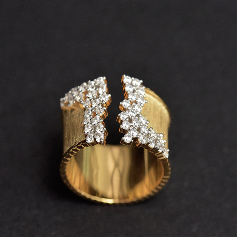 Gold-plated Open Band ring with Cubic Zirconia Accents (Rose, White or Yellow Gold Plated)