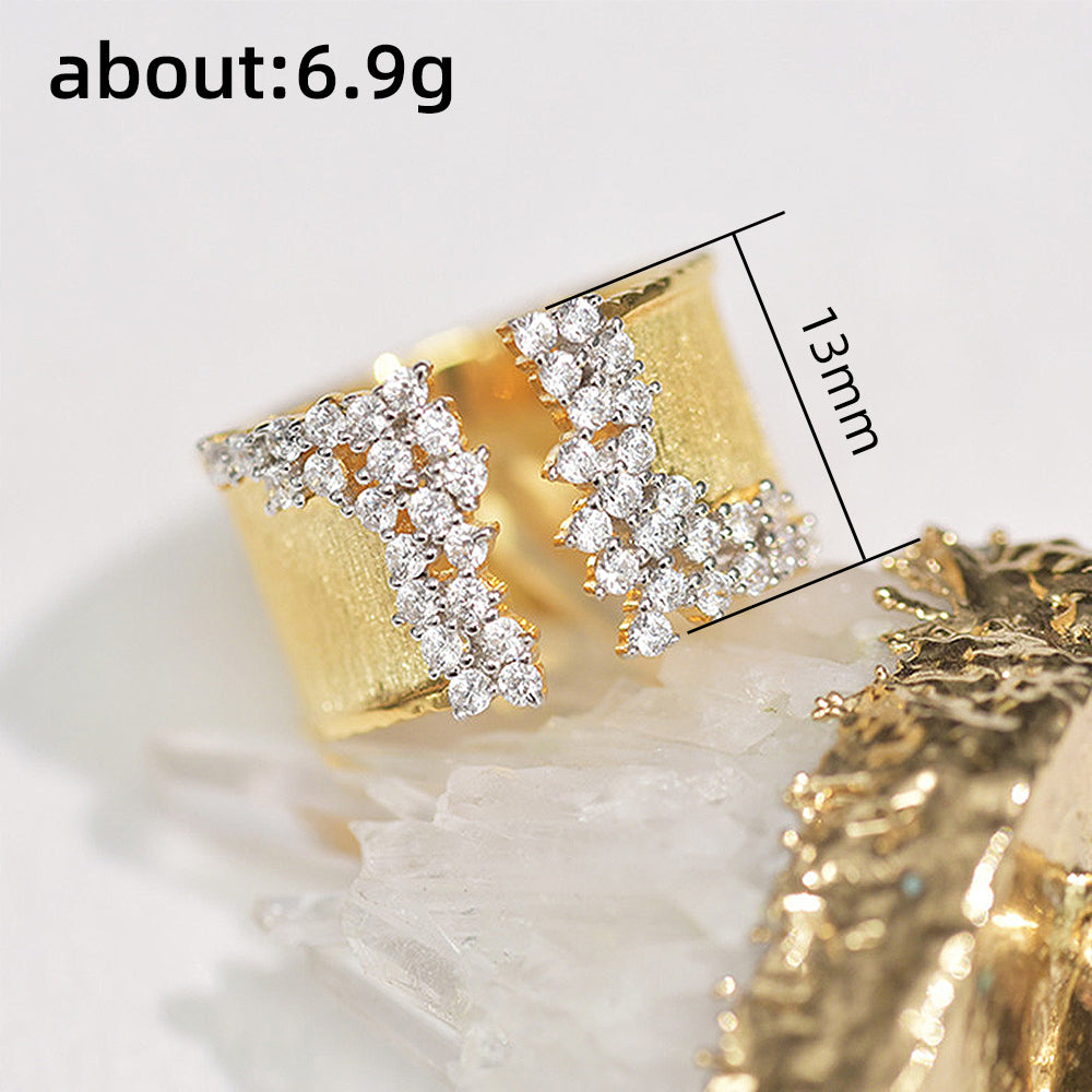 Gold-plated Open Band ring with Cubic Zirconia Accents (Rose, White or Yellow Gold Plated)
