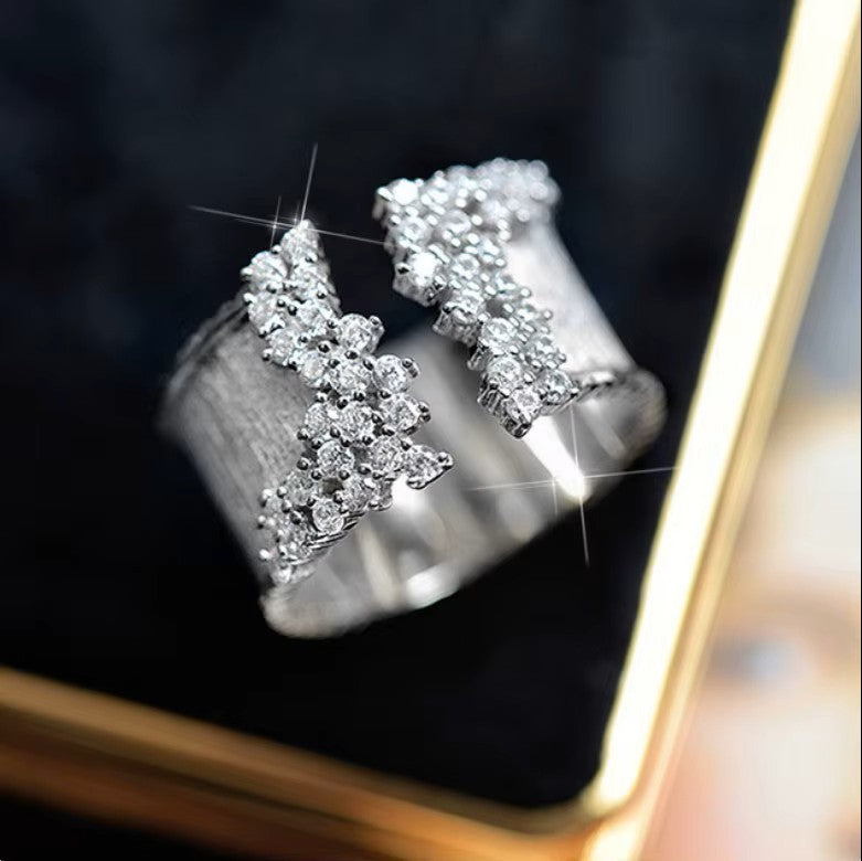Gold-plated Open Band ring with Cubic Zirconia Accents (Rose, White or Yellow Gold Plated)