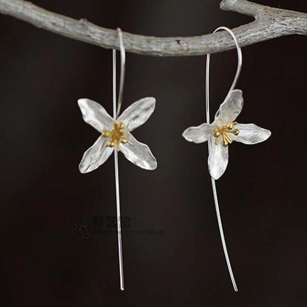 .925 Sterling Lily Threader Style Earrings