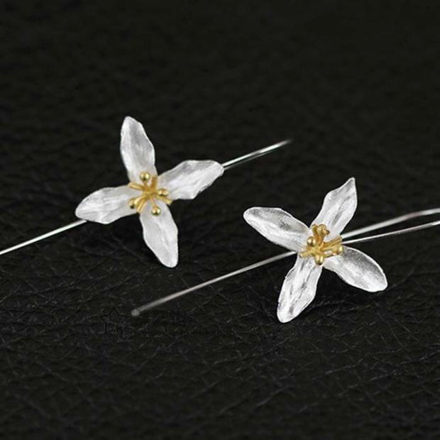 .925 Sterling Lily Threader Style Earrings