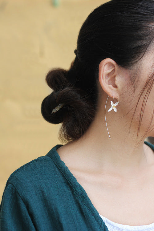 .925 Sterling Lily Threader Style Earrings