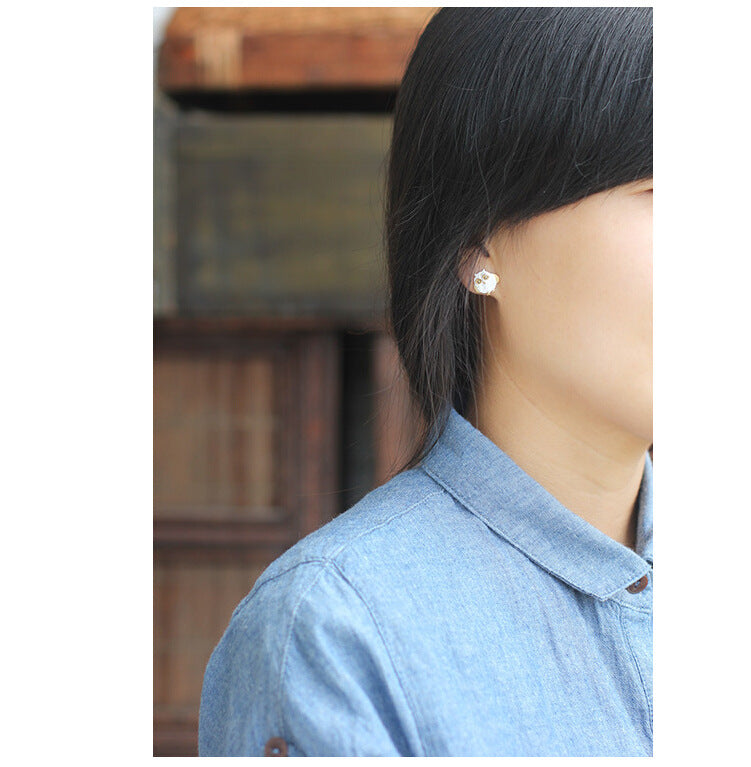 .925 Sterling Owl Earrings with gold-plated accents