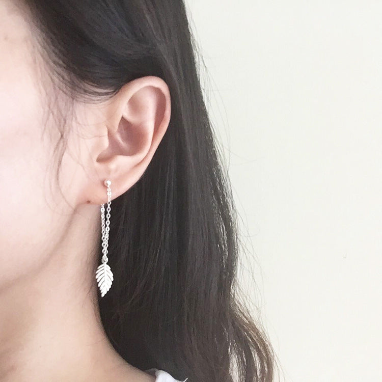 .925 Sterling Leaf Chain Earrings