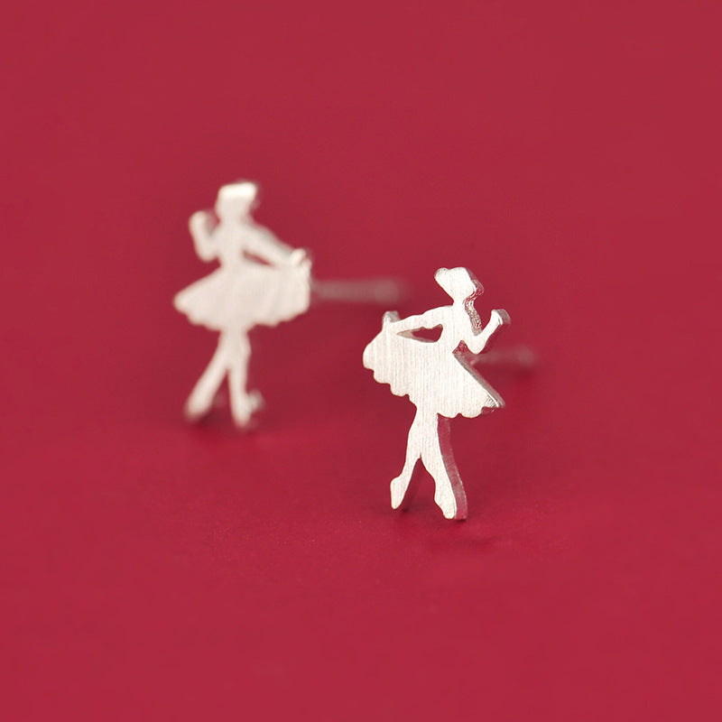 .925 Sterling Ballerina / Ballet Dancer Stud Earrings