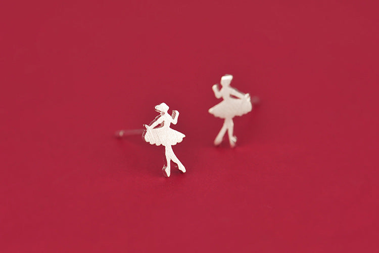 .925 Sterling Ballerina / Ballet Dancer Stud Earrings
