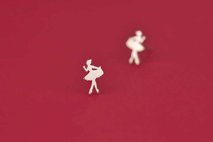 .925 Sterling Ballerina / Ballet Dancer Stud Earrings