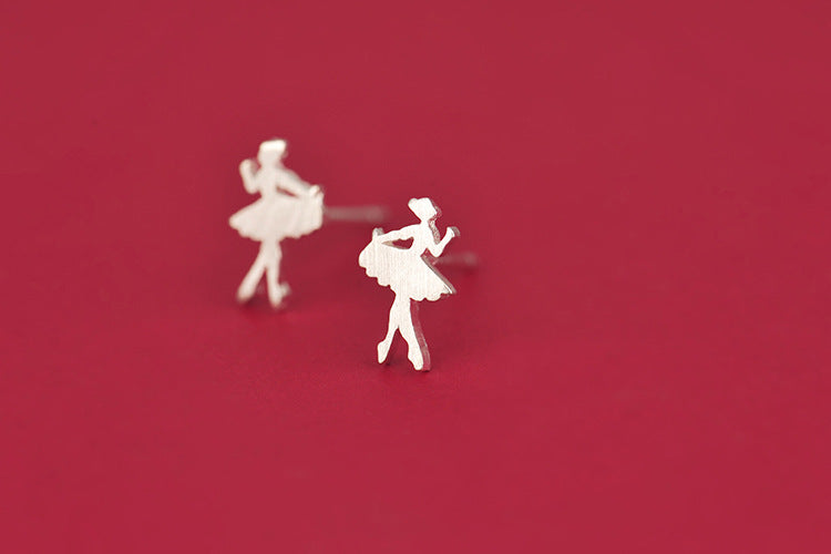 .925 Sterling Ballerina / Ballet Dancer Stud Earrings