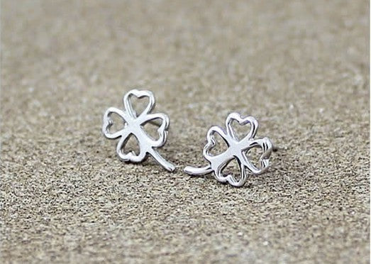 .925 Sterling Four Leaf Clover Stud Earrings