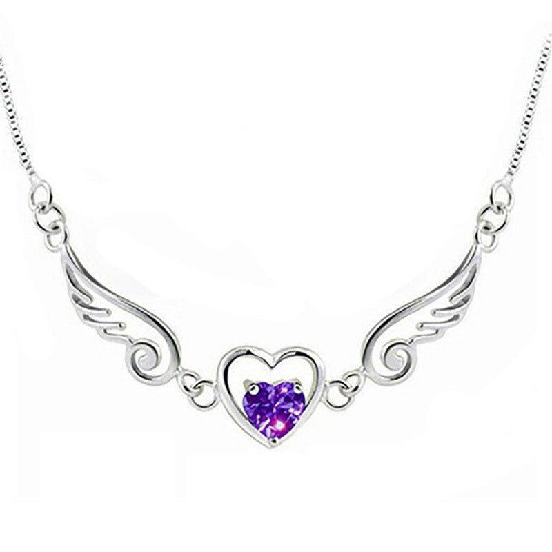 .925 Sterling Winged CZ Heart Necklace
