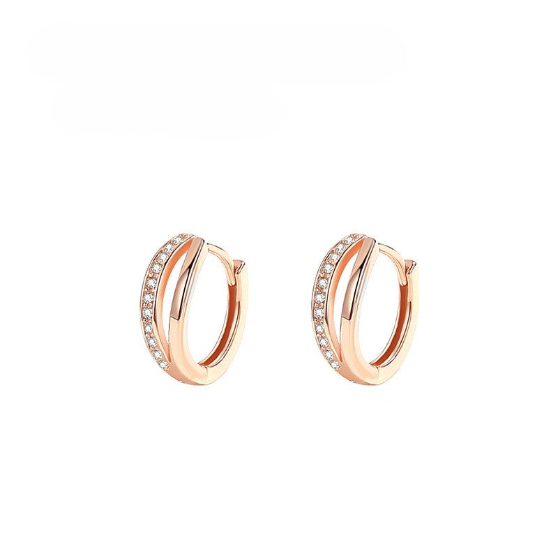 .925 Sterling Split Huggie Hoop Pave CZ Earrings