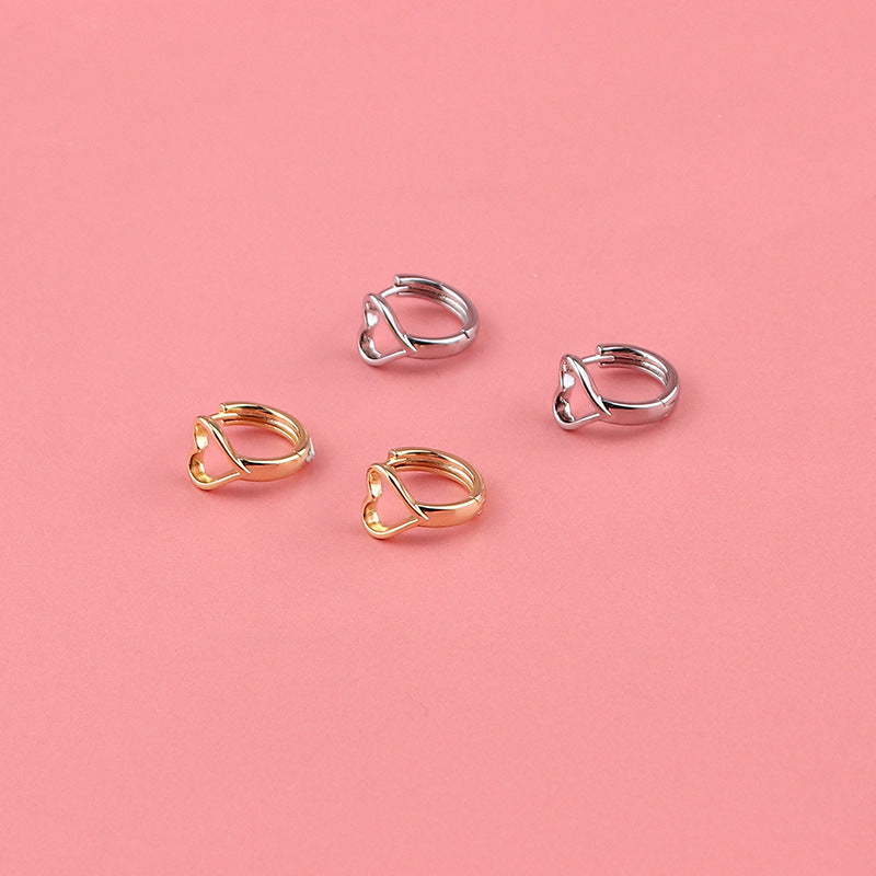 .925 Sterling Heart Huggie Hoop Earrings