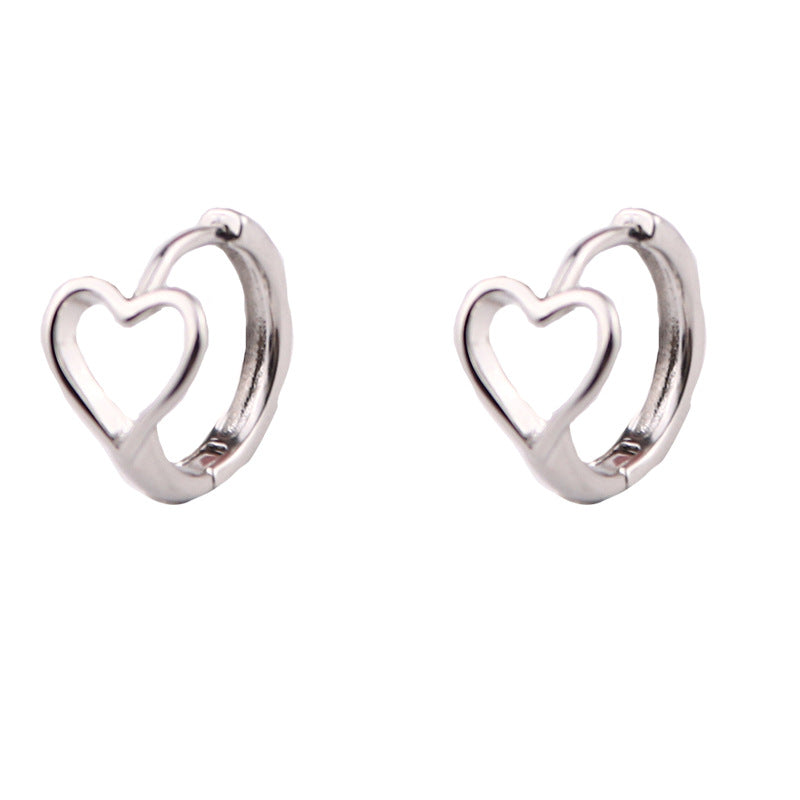 .925 Sterling Heart Huggie Hoop Earrings