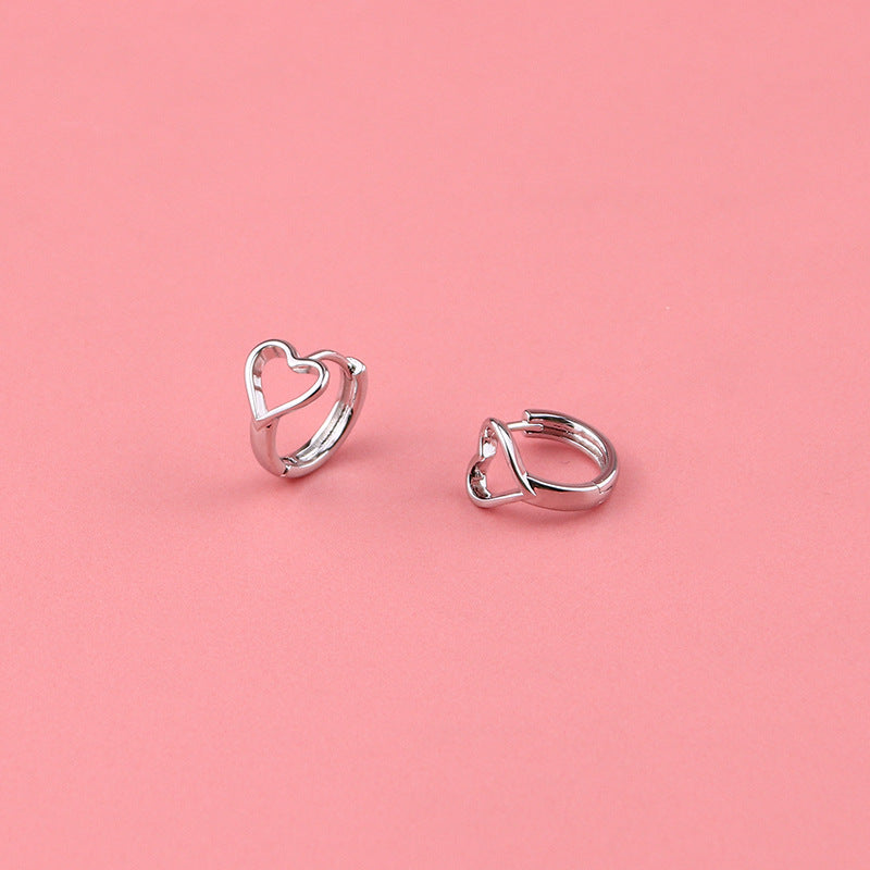 .925 Sterling Heart Huggie Hoop Earrings