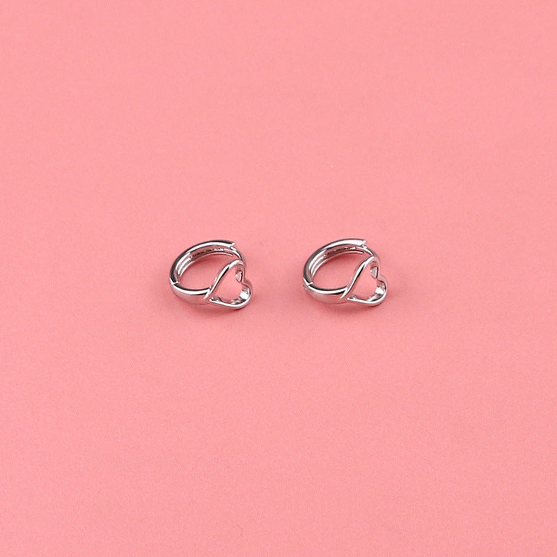 .925 Sterling Heart Huggie Hoop Earrings