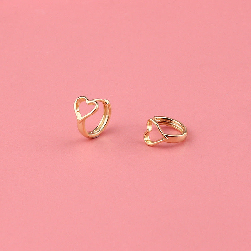 .925 Sterling Heart Huggie Hoop Earrings