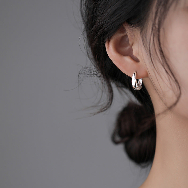 .925 Sterling Thick Huggie Hoop Earrings