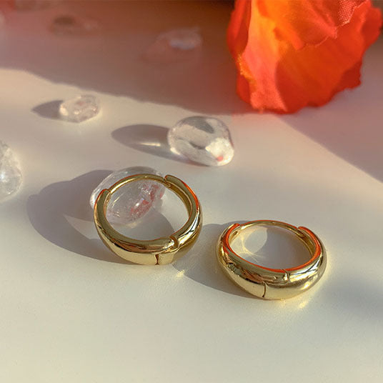 .925 Sterling Thick Huggie Hoop Earrings