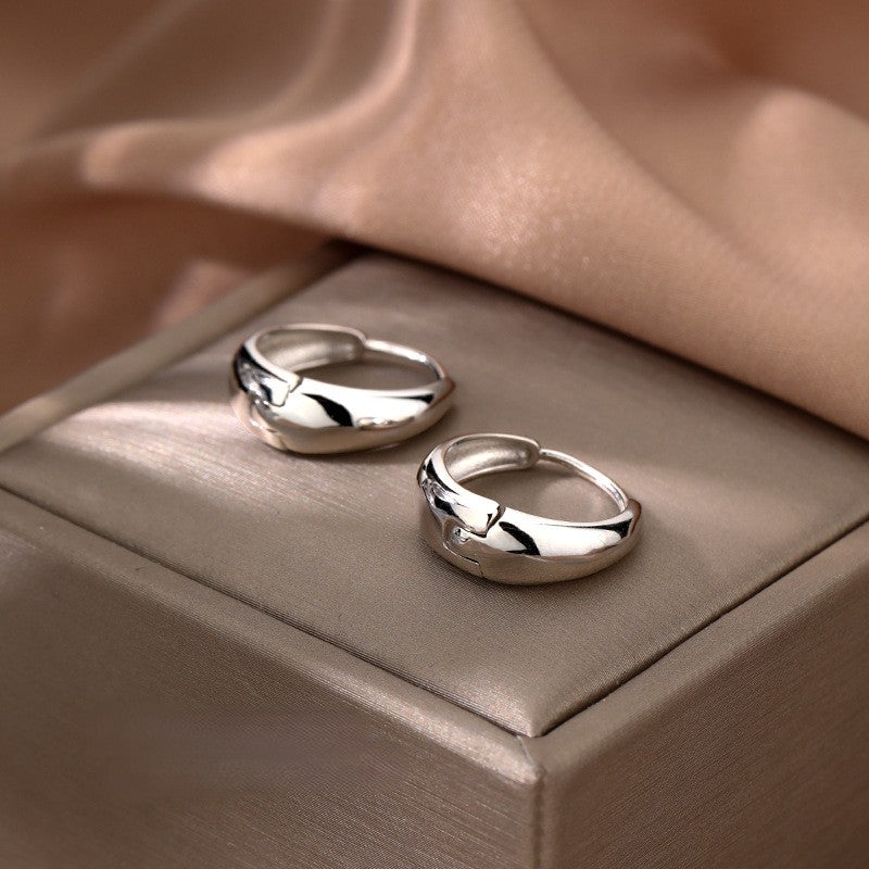 .925 Sterling Thick Huggie Hoop Earrings