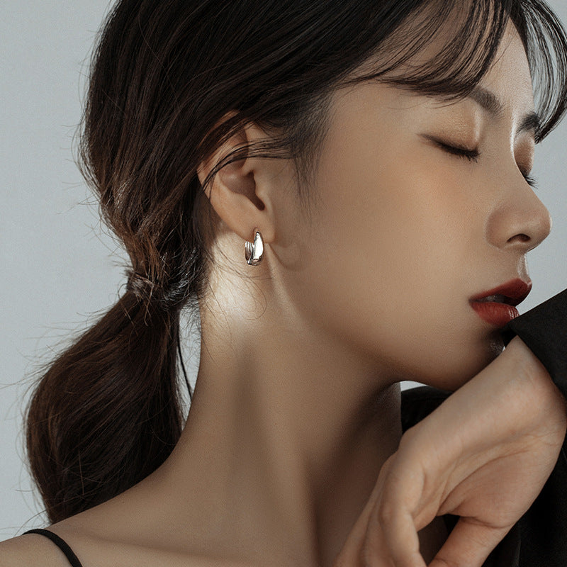 .925 Sterling Thick Huggie Hoop Earrings